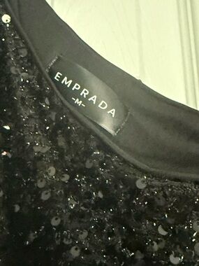 Emprada Black Sequin Top - M
